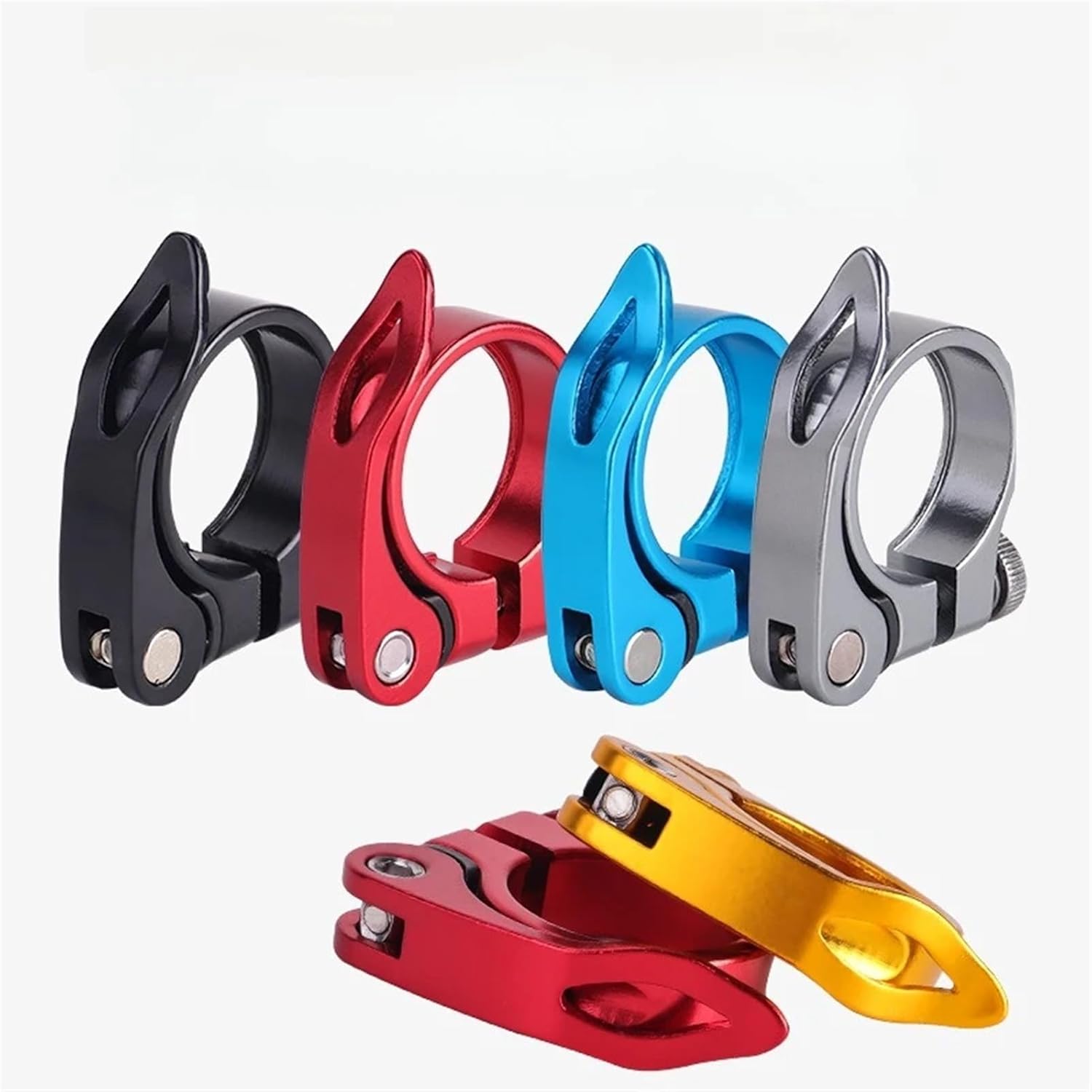 Bike Seat Clamps 10pcs Bicycle Seatpost Clamp 31.8/34.9mm Seat Tube Road Bike Clip Saddle Clamps For Secure Fixing Of Bike Seats To Seat(Red,31.8mm)