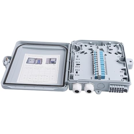 12 Core Fiber Distribution Box, ABS Plastic FTTH Fiber Distribution Box-12 Port Fiber Optic Terminal Junction Splitter Box for Ourdoor/Indoor with LC Fiber Optical Adapter