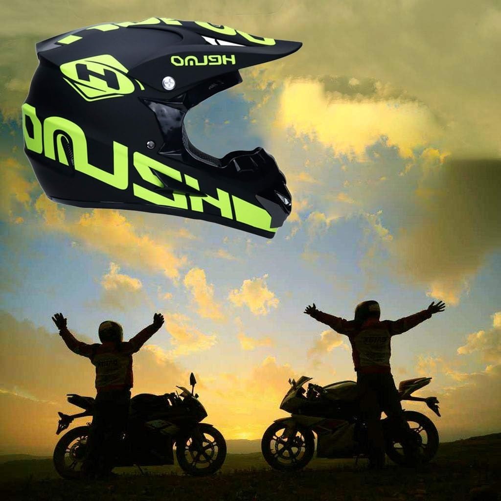 Unisexo Integral MTB Casco de Motocross, con Gafas Mascarilla Guantes, Juventud Niño Fuera de La Carretera Moto ATV Scooter Chocar Casco, Cuesta Abajo Quad Dirt Bike Enduro Casco