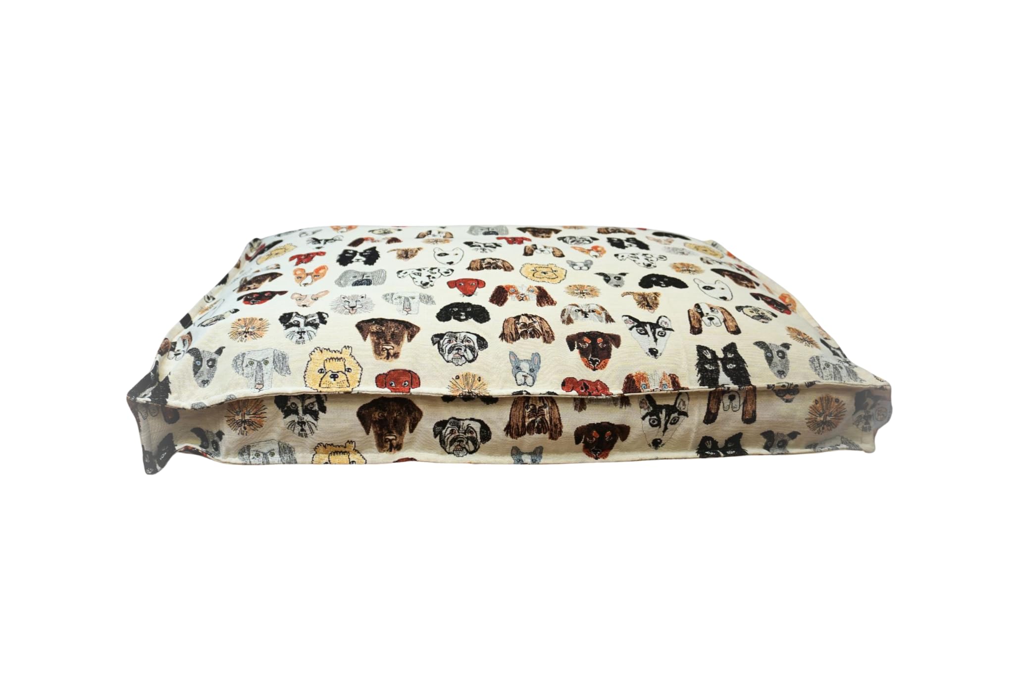 BARRY & LUCY® Hundebett aus Jacquard – Hochwertiges Hundekissen mit abnehmbarem Bezug & Tragegriff stilvolles Design mit Hunde-Motiven in 3 Größen erhältlich – Waschbar & bequem (Orthopädisch, L)