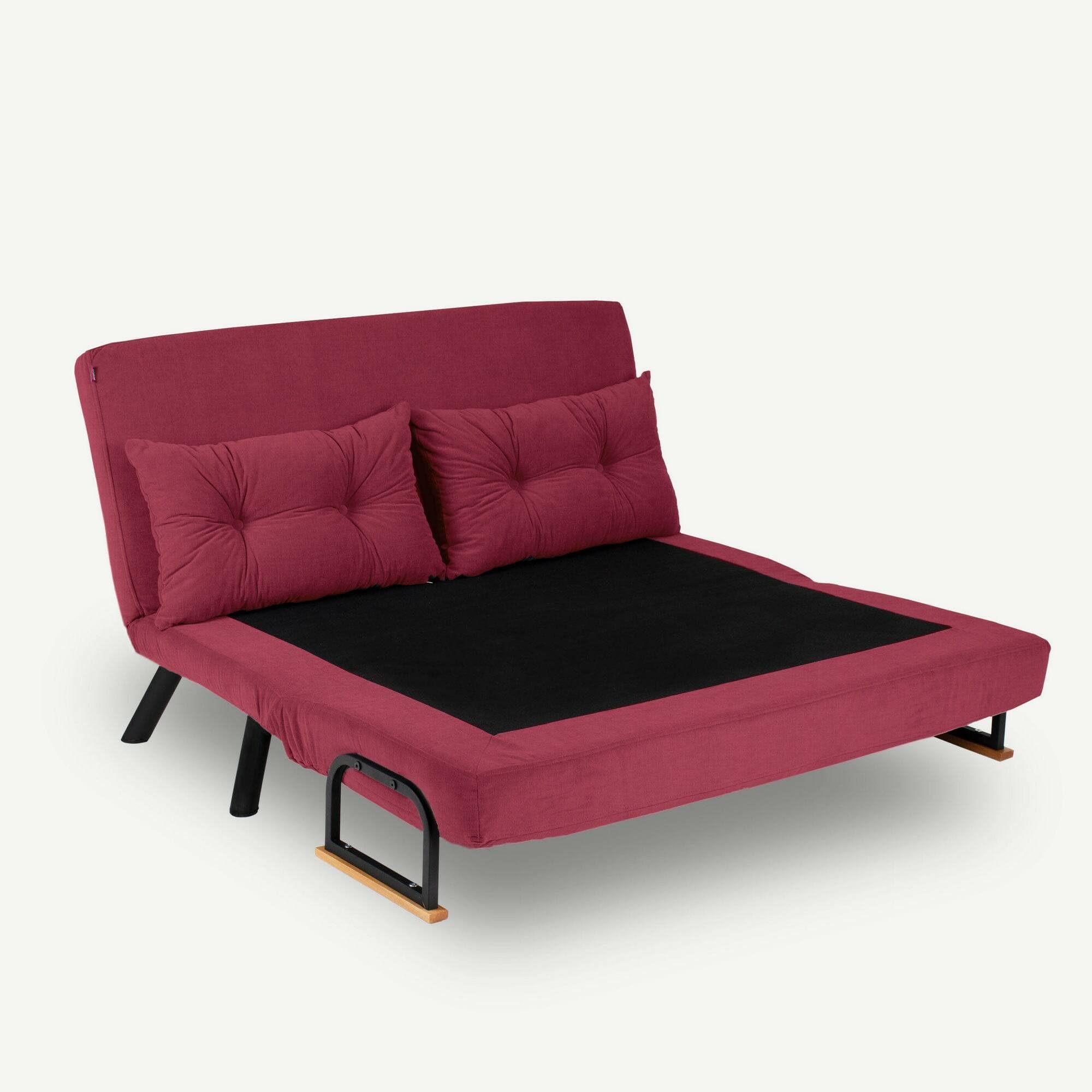 Dmora - Divano Letto 2 posti Merak, Sofà trasformabile, Divanetto per Ospiti, Poltrona Letto, 133x78 h78 cm, Rosso