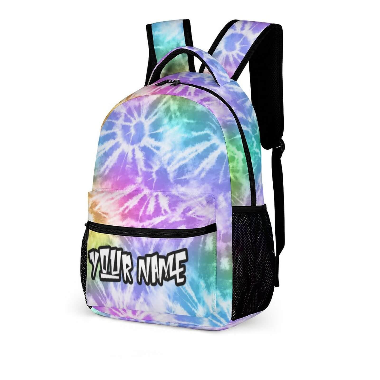 Homieblanket Custom Tie Dye Backpack for Kids Girls Boys School, 16 Inches TieDye Theme Bookbag, Adjustable, Lightweight, Large Capacity, Colorful