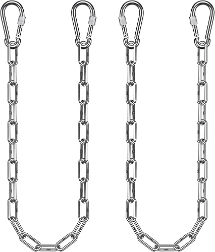 2 cadenas colgantes de acero inoxidable de 40 pulgadas (3.3 pies) con 4 mosquetones, cadena de extensión de cadena oscilante de 1000 libras con