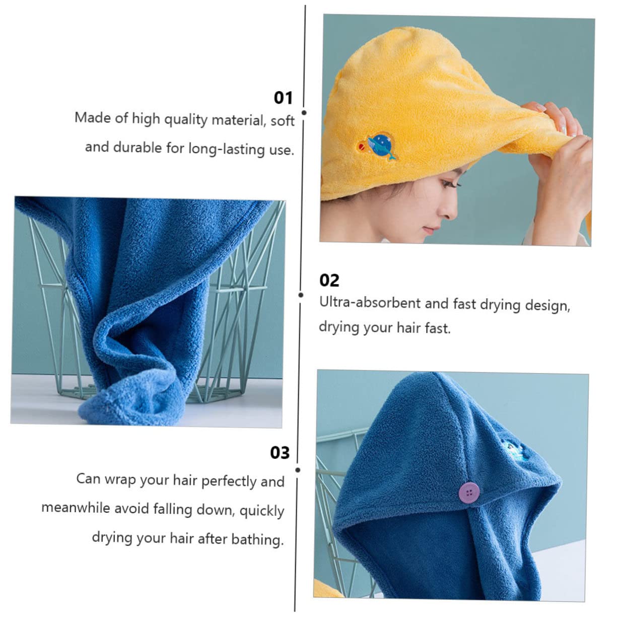 Beaupretty 4piezas Toalla Secado Rápido para Cabello Gorro De Secado Ultra Absorbente Toalla De Microfibra para para Uso Diario o Viajes y