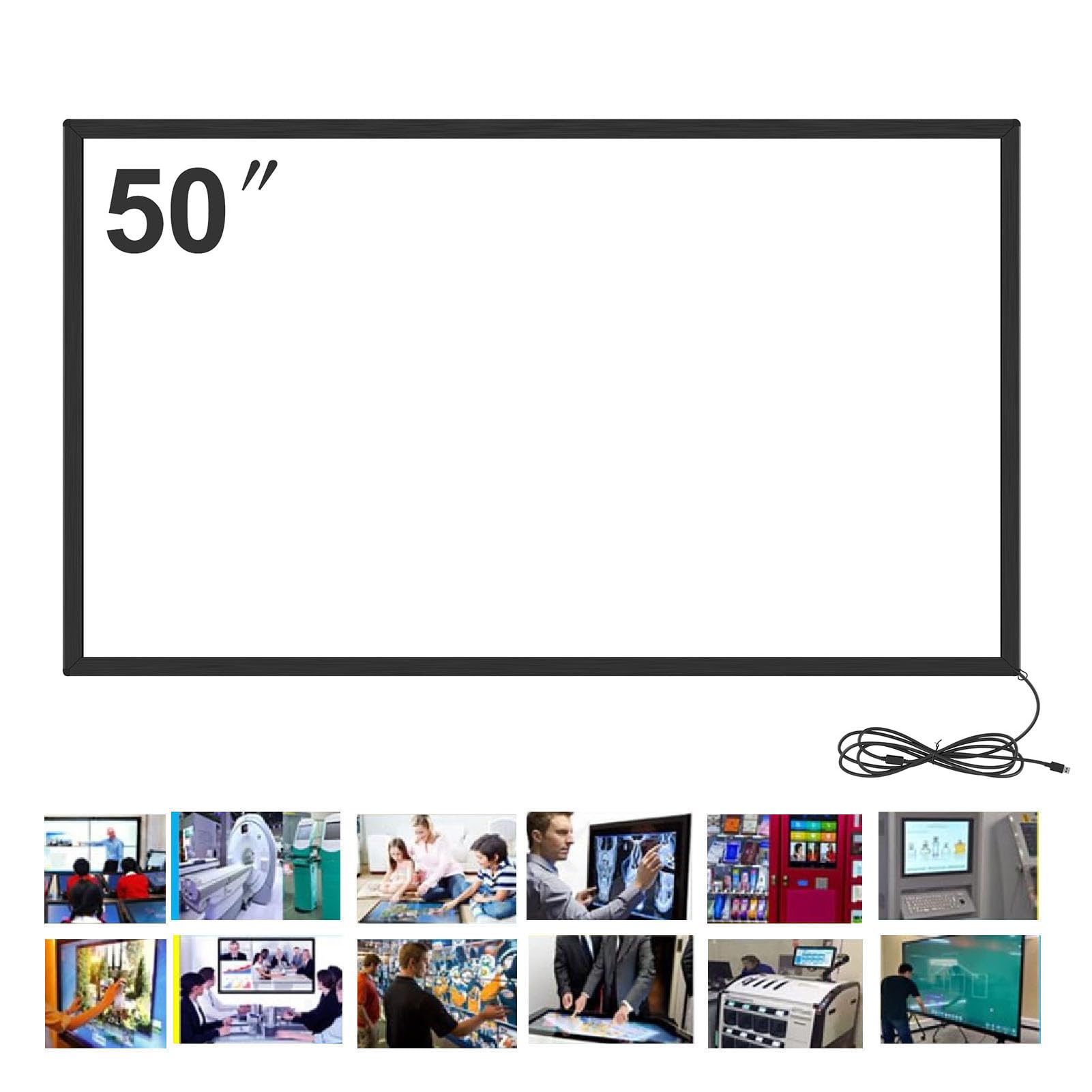 Asixxsix Infrarot-Touch-Rahmen, Interaktives USB-Plug-and-Play-IR-Touchscreen-Overlay mit Intelligenter Automatischer Kalibrierung für Touch-Whiteboards, Digital Signage-Kioske, (50 Zoll)
