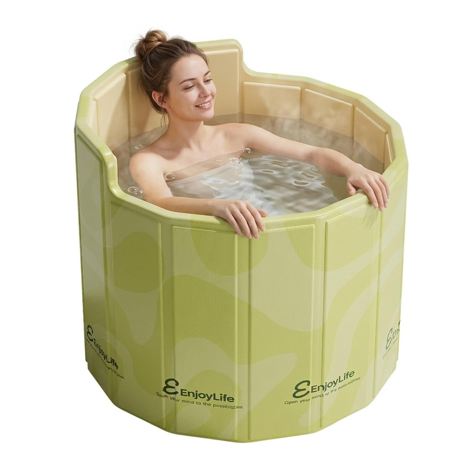 Baignoire Pliable Adulte, 80x70cm (BxH) Baignoire Portable avec Dossier en C Ergonomique Bassin d'Immersion pour Bain de Glace et Bain Chaud pour Douche Extérieur et Spa