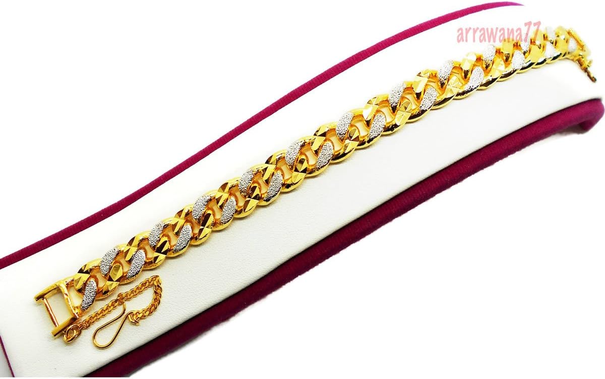 22K 23K 24K Thai Baht Yellow Gold GP Bracelet 7 Inch 10 mm 31 Grams