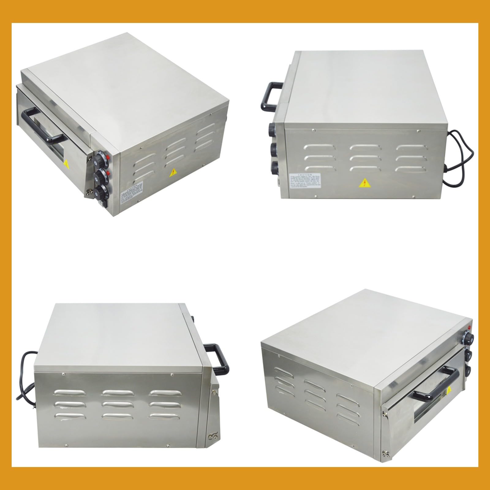 Horno de pizza comercial de 110 V, máquina de hornear de pizza de una sola cubierta, horno portátil de acero inoxidable de 2KW con control de tiempo 0-120 minutos para el hogar y el 6