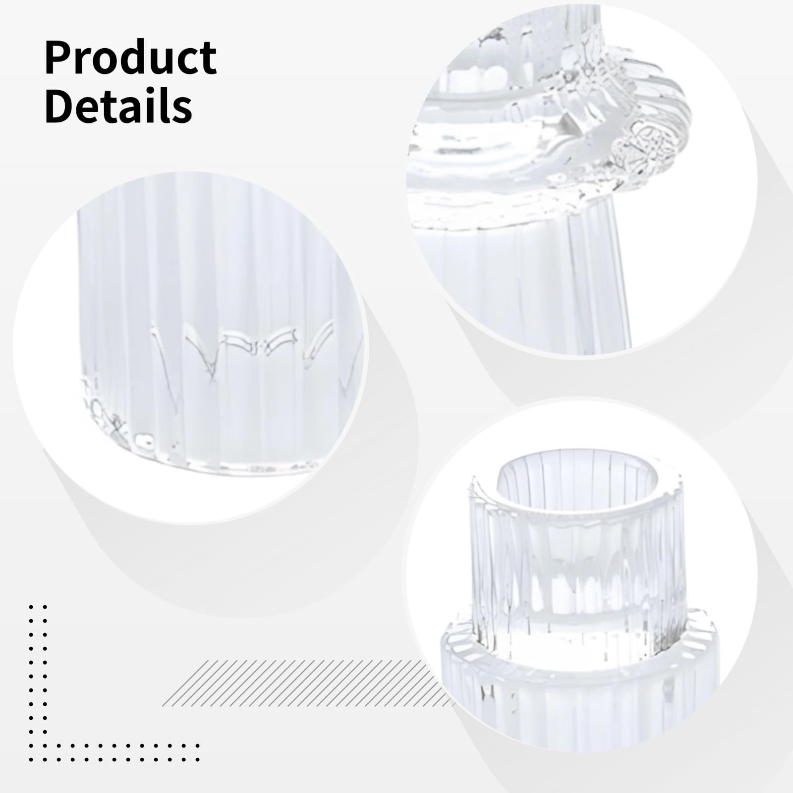 Set of 6 Ribbed Glass Candle Holders, Clear Glass Tealight and Taper Candle Holders for Decor, Parties, and Weddings