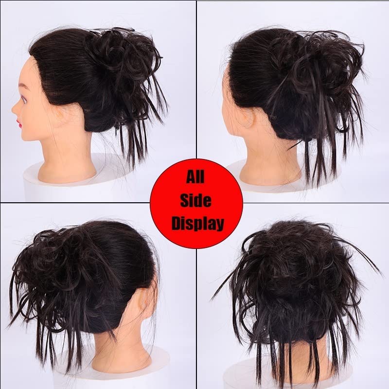 Kok z włosów Syntetyczny kok do przedłużania rozczochrany kok Scrunchie Krótkie proste z elastycznymi gumkami do włosów Updo Treska Odporna na ciepło dla kobiet Przedłużanie włosów w koński ogon