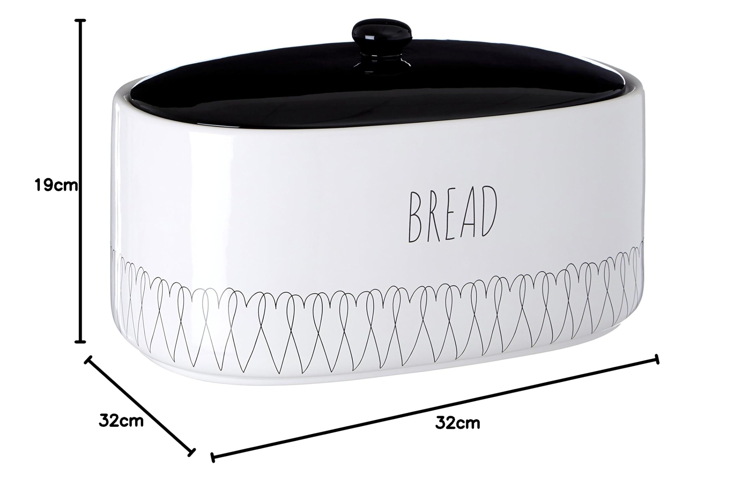 Premier Housewares Design Heartlines kanister na chleb, dolomit, biały, 22 x 32 x 19