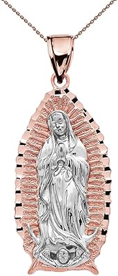 14k Two-Tone Gold Blessed Mother Mary - Our Lady of Guadalupe Pendant Necklace
