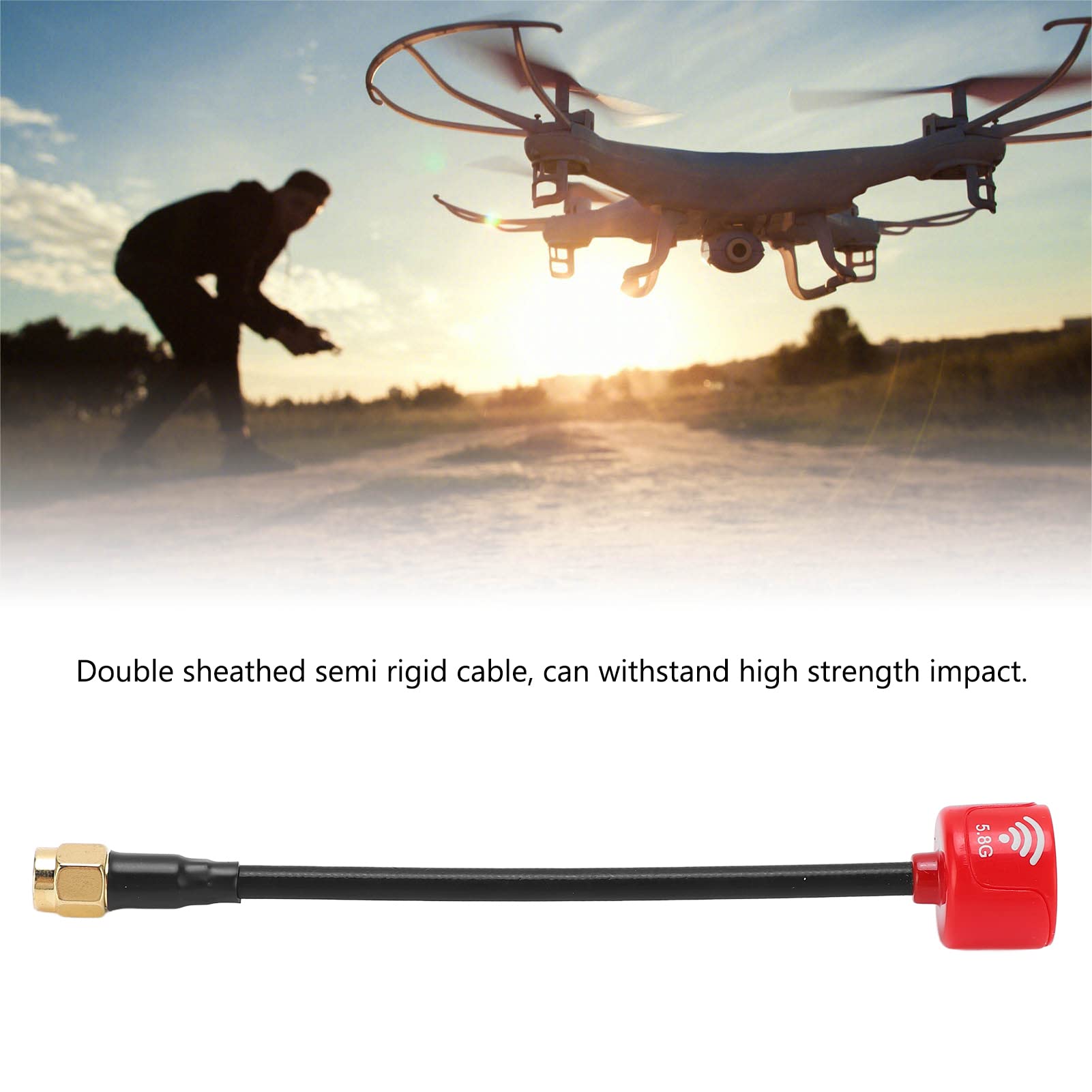 125mm 5.8GHz 2.5Dbi Drone Gain Antenna, Remote Control FPV Drone RHCP Gain Antenna Impact Resistant RC Drone Antenna for RC FPV Drone (Red)