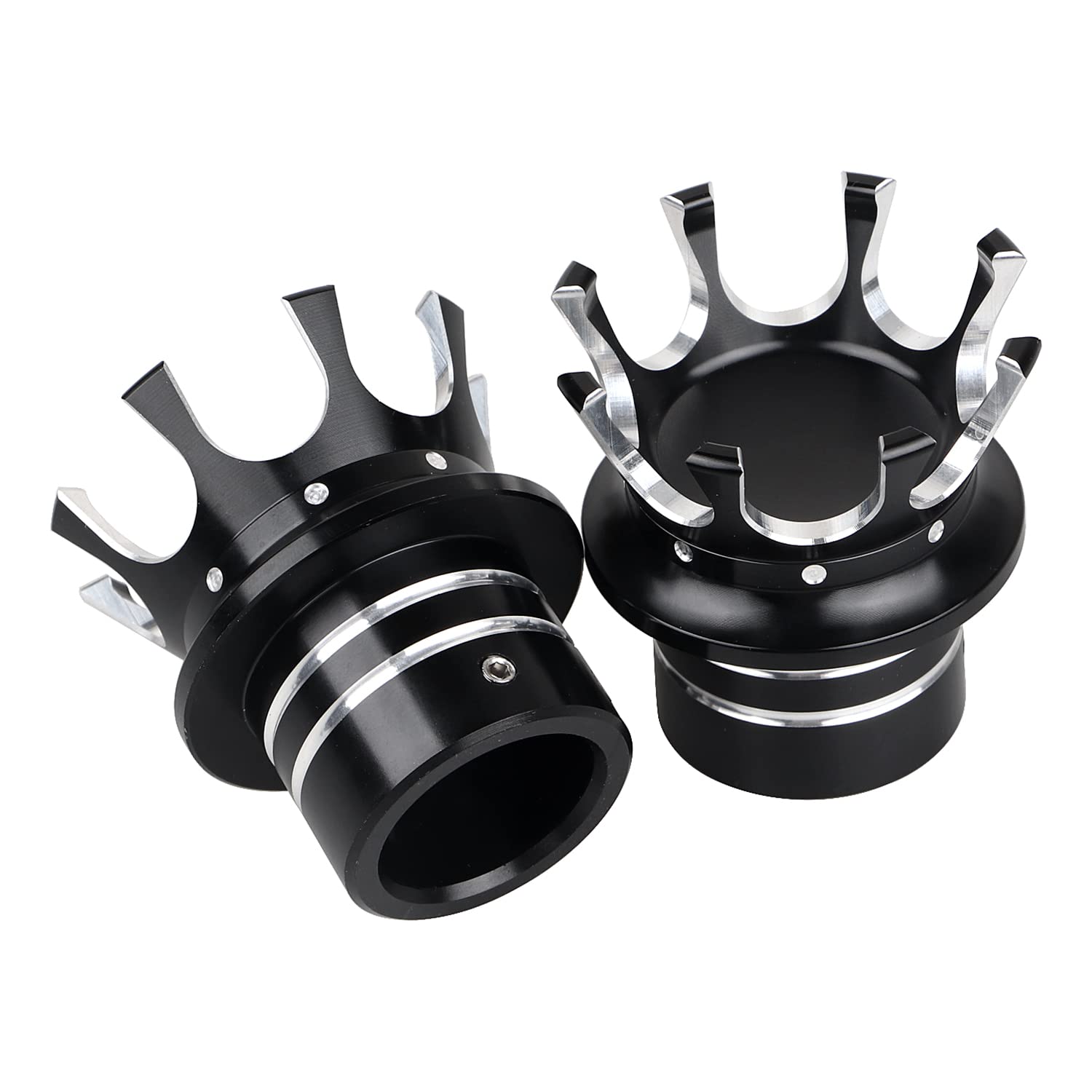 YDLMT 1 Pair King Crown Black Motorcycle Front Axle Nut Cover Bolt Caps for Harley Touring Road King Electra Street Glide Tri Glide Softail FLSTN FXST Fatboy Dyna Sportster