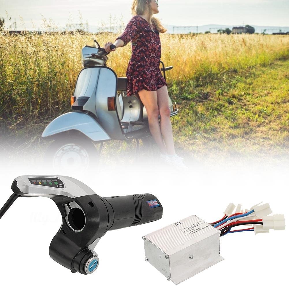 Controleur Trottinette Electrique,Controleur Brush 24V 500W Moteur Brossé Contrôleur Throttle Twist Grip for Vélo Électrique Vélo Throttle Grips Standard 7/8 Pouces Guidons
