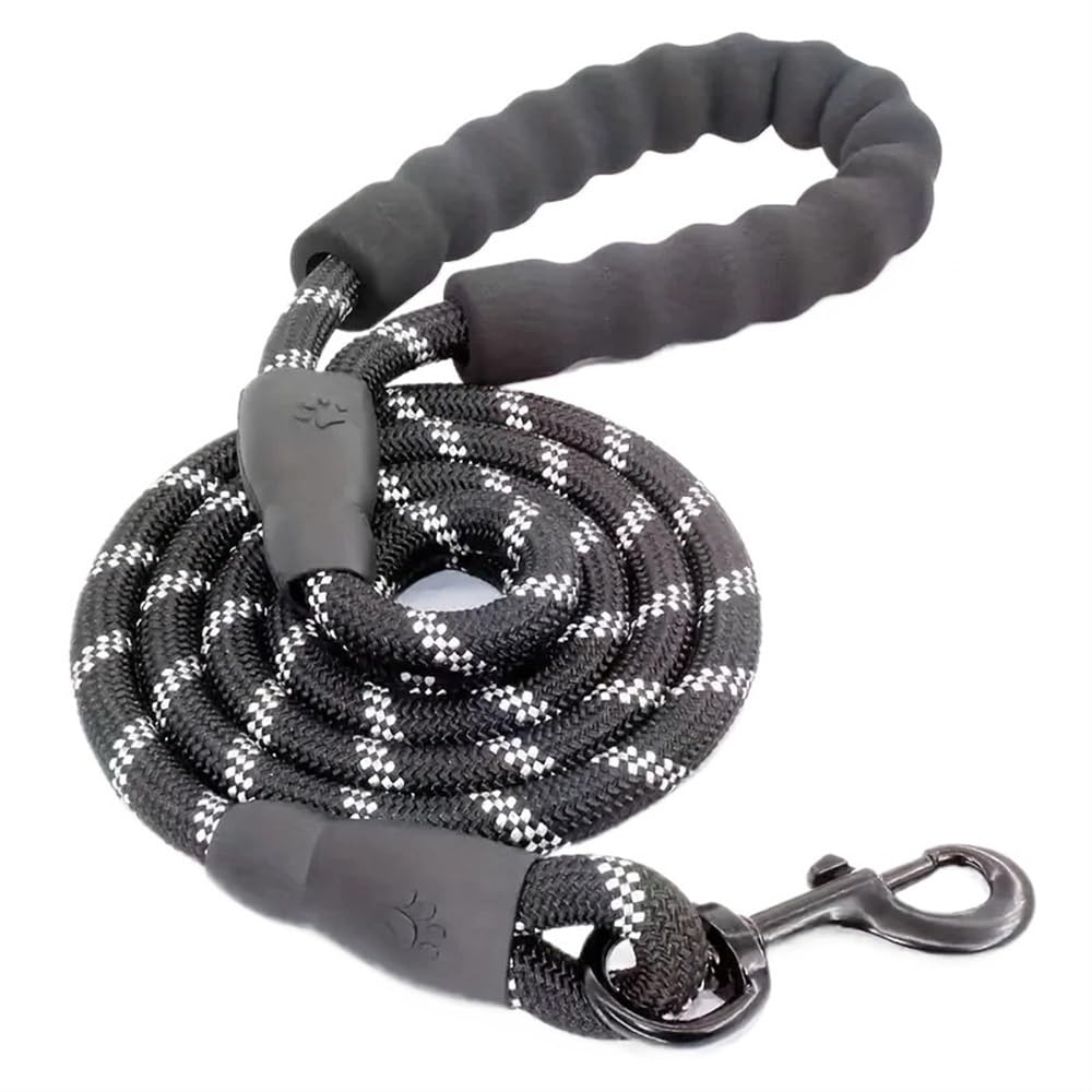 Laisse pour chien solide et longe noire 150cm pour petits moyens et grands chiens
