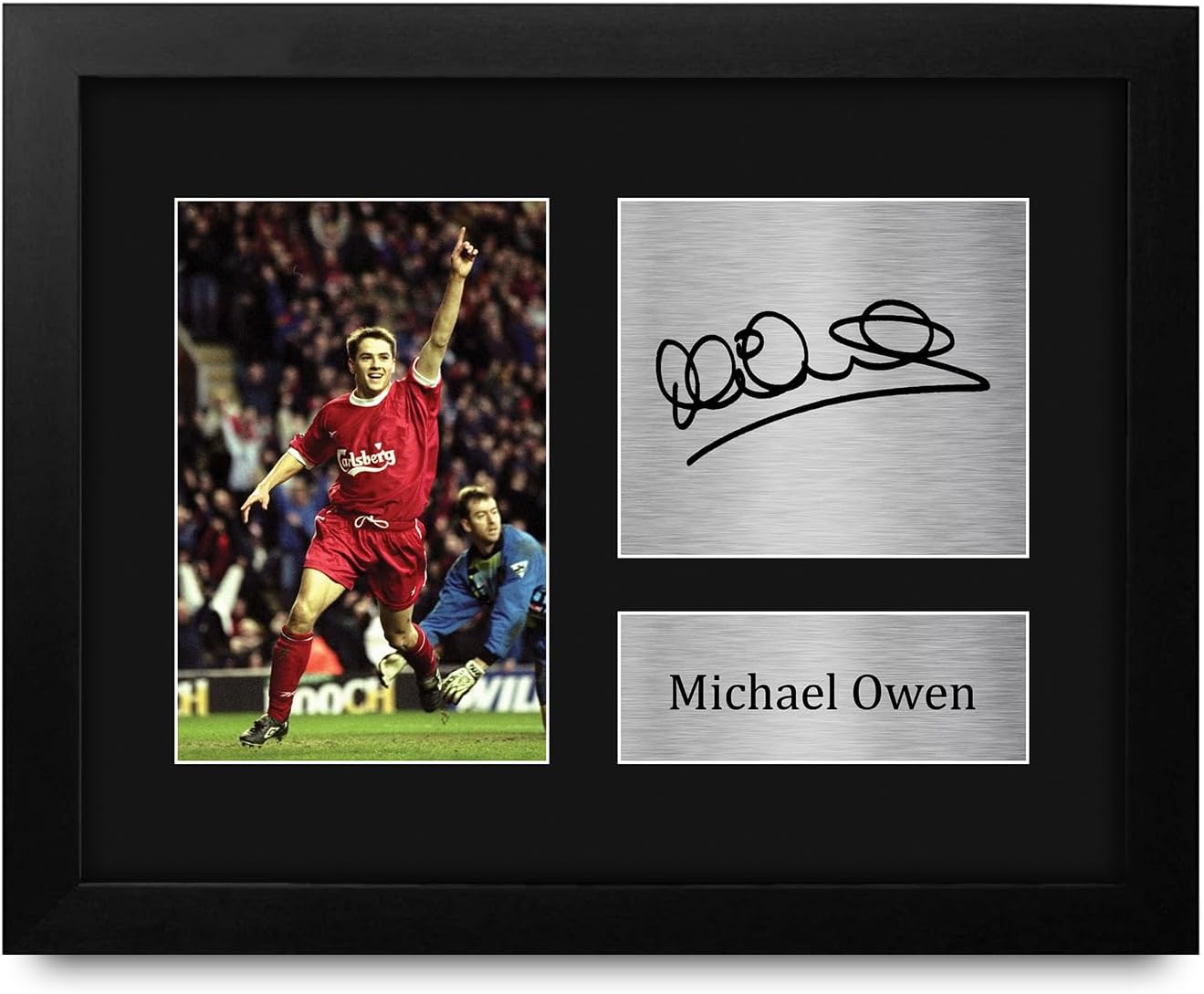 HWC Trading Michael Owen Liverpool Gifts Printed Signed Autograph Picture for Soccer Fans and Supporters - US Letter Framed (ID-008577)