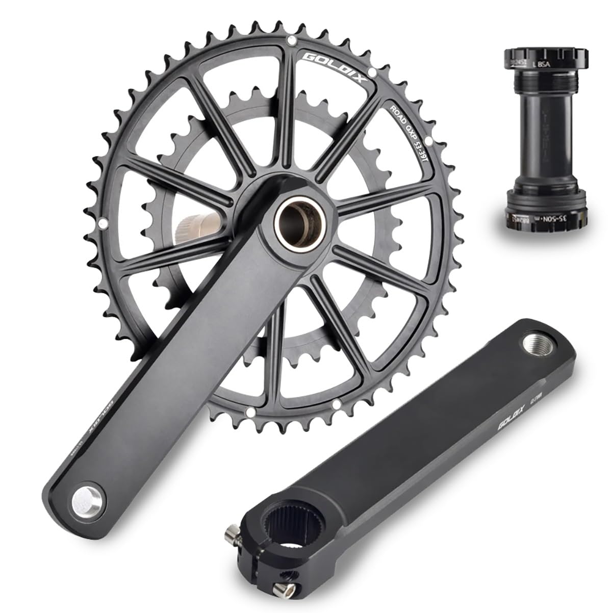 165/170/172,5/175 Mm Set di Pedivelle per Bici da Strada Lega di Alluminio Guarnitura GXP con BB 50-34T/ 52-36T /53-39T Doppio Ingranaggio per 9-12 velocità(53-39T,175mm)