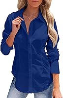 Vista 19 de siliteelon - Camisas de vestir de manga larga con botones para mujer, sin arrugas, cuello para trabajo, oficina, unicolor, blusas con corsé