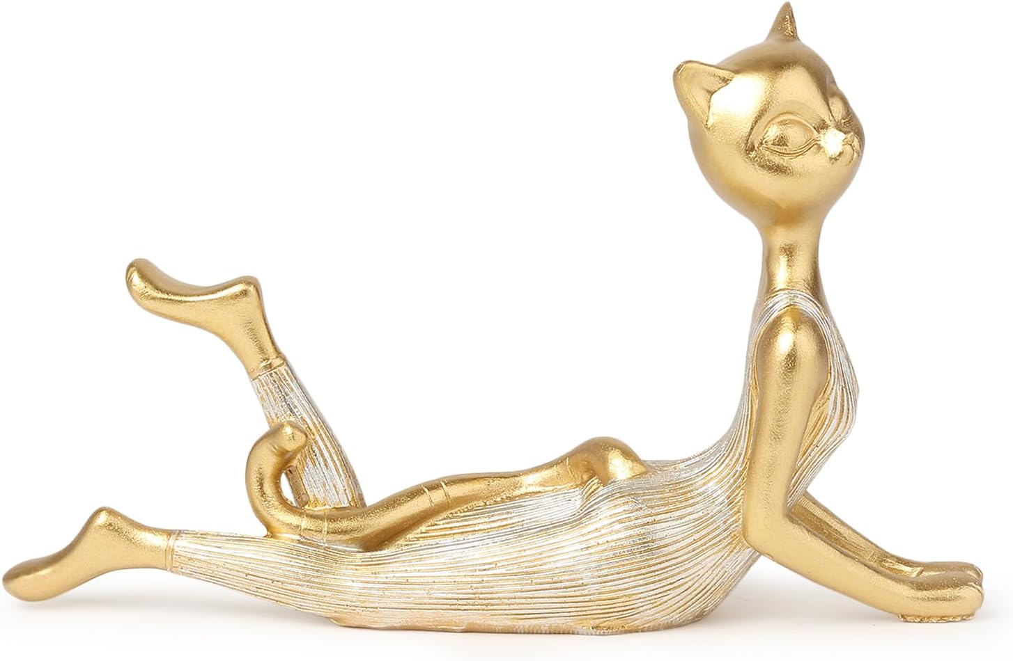 Habere India-All the Cultures Fabricating India Office Desk Decorative Items | Home Decor for Living Room | Home Decor Gift Items | Cat Showpiece for Gift (Design 01: L22xW5xH14 cm)