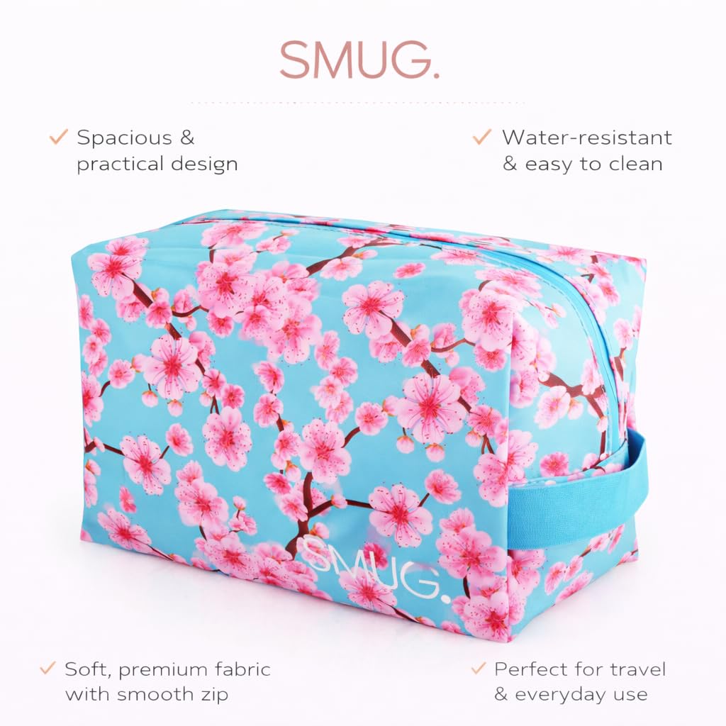 SMUG Wash Bag | Waterproof Travel Toiletry Bags for Travelling, Gym, Shower, Shaving, Toiletries, Cosmetics & Makeup Bag | Large Washbag for Men & Women | Spacious & Easy to Clean | Cherry Blossom — view 4