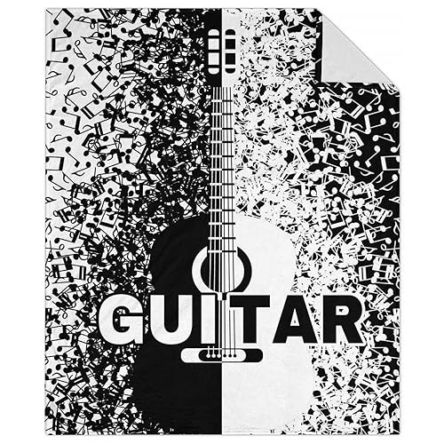 Mercuryelf Guitar Throw Blanket - Soft, Fuzzy & Warm - 50x60 Inches Flannel Blankets for Living Room, Sofa - Novelty Throws Gift for Teens