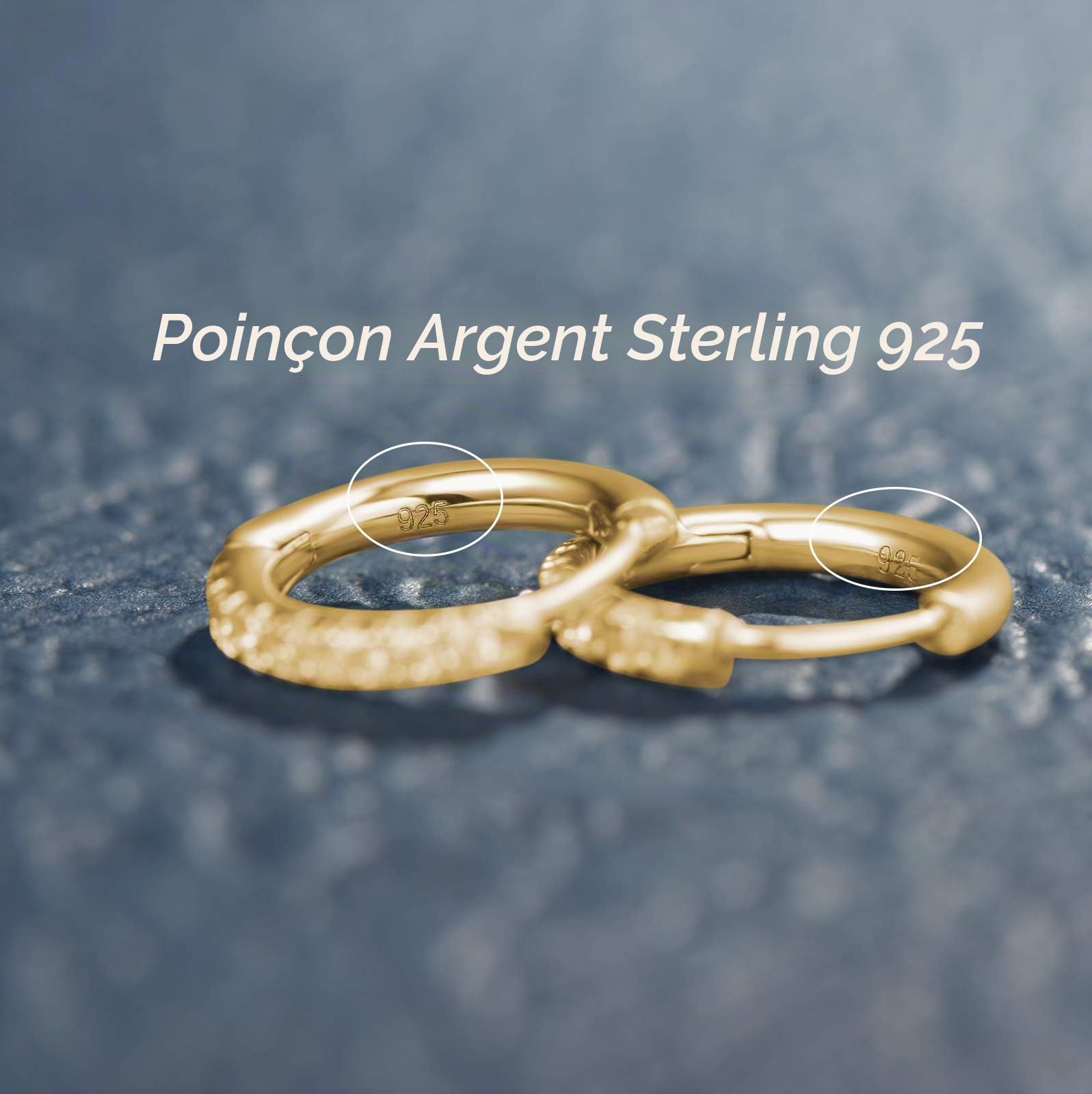 FANCIME Créoles Boucles D'oreilles petite pour Femme en Argent 925/1000 Plaqué Or Blanc/Jaune/Rose et Cristal Oxydes De Zirconium - Diamètre: 13 mm