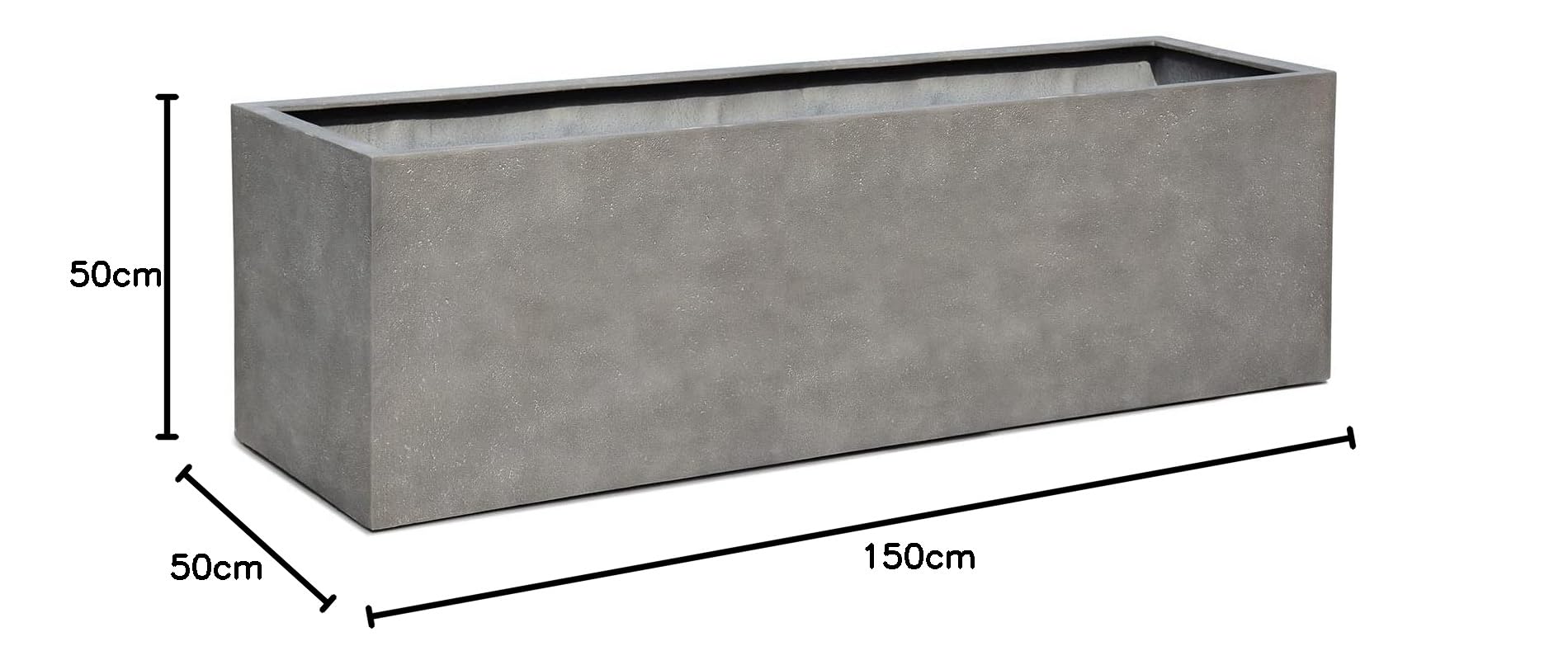 ESCHBACH® Plantekasse 150 beton grå rektangulær XXL * 150 x 50 x 50 cm * 10 års garanti Have