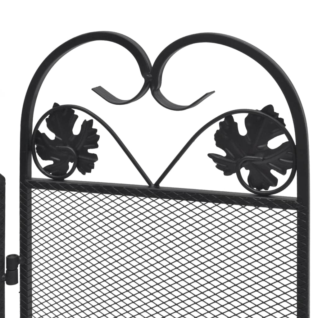 Mangloder - Rejilla protectora para chimenea (3 piezas, hierro negro, 102 x 61 cm, plegable, independiente, con diseño de zarcillos, para chimeneas, rejillas de estufa y protección de salón)