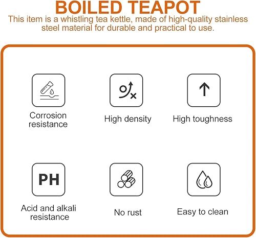 Miniatura 7 de Hervidor de té para estufa, hervidor de agua doméstico de ebullición rápida con silbato, práctica tetera para placa de inducción