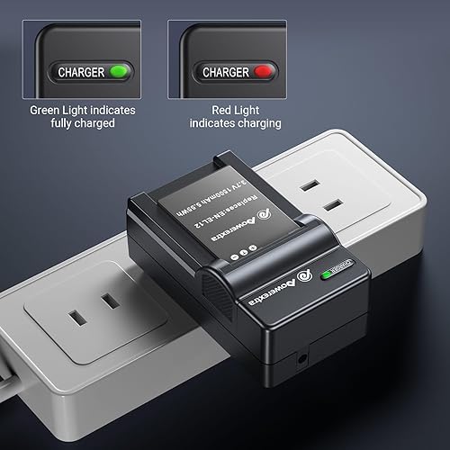 Miniatura 7 de Powerextra EN-EL12 - Batería y cargador compatibles con Nikon Coolpix A1000, B600, Coolpix AW130, A900, W300, S1200pj, S9900, S9500, S9300, S9200,