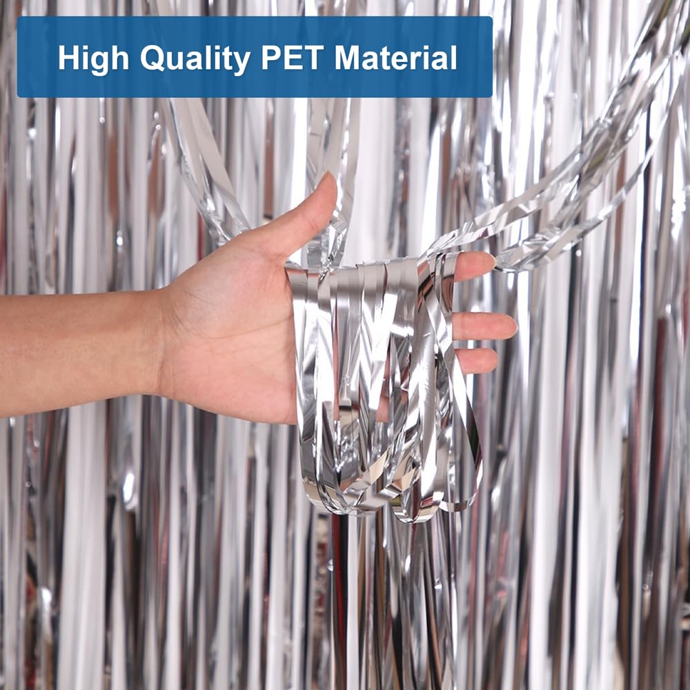 10 Tende Metalliche Feste Argento 1x2m - Decorazioni Scintillanti Per Compleanni, Matrimoni, Eventi - Foto 10