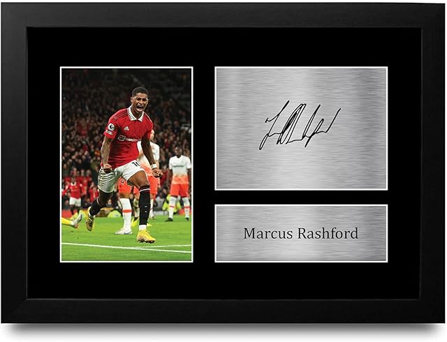 HWC Trading FR Marcus Rashford Gift Signed FRAMED A4 Printed Autograph Gifts Print Photo Picture Display