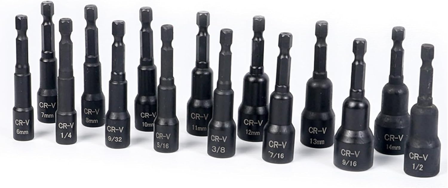15Pcs Hexagonal Handle Power Nut Driver Drill Bit Socket Wrench Screws Sleeves Screwdriver Set Socket Joint Adapter