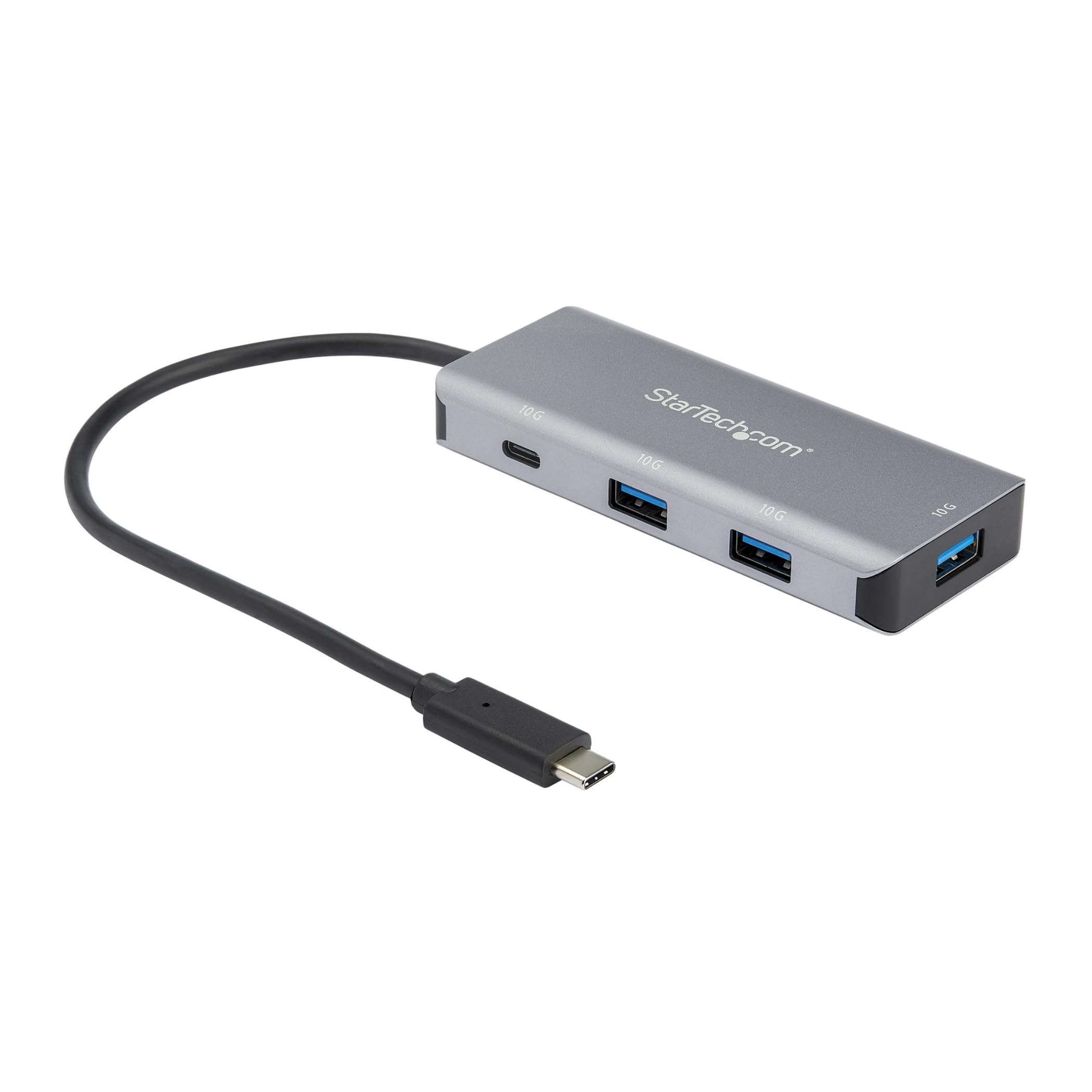 StarTech Hub USB-C 4 Ports 10Gbps, 3x USB-A et 1x USB-C (HB31C3A1CB) | Station d'accueil, dock, Concentrateur, Câble hote integre 25cm