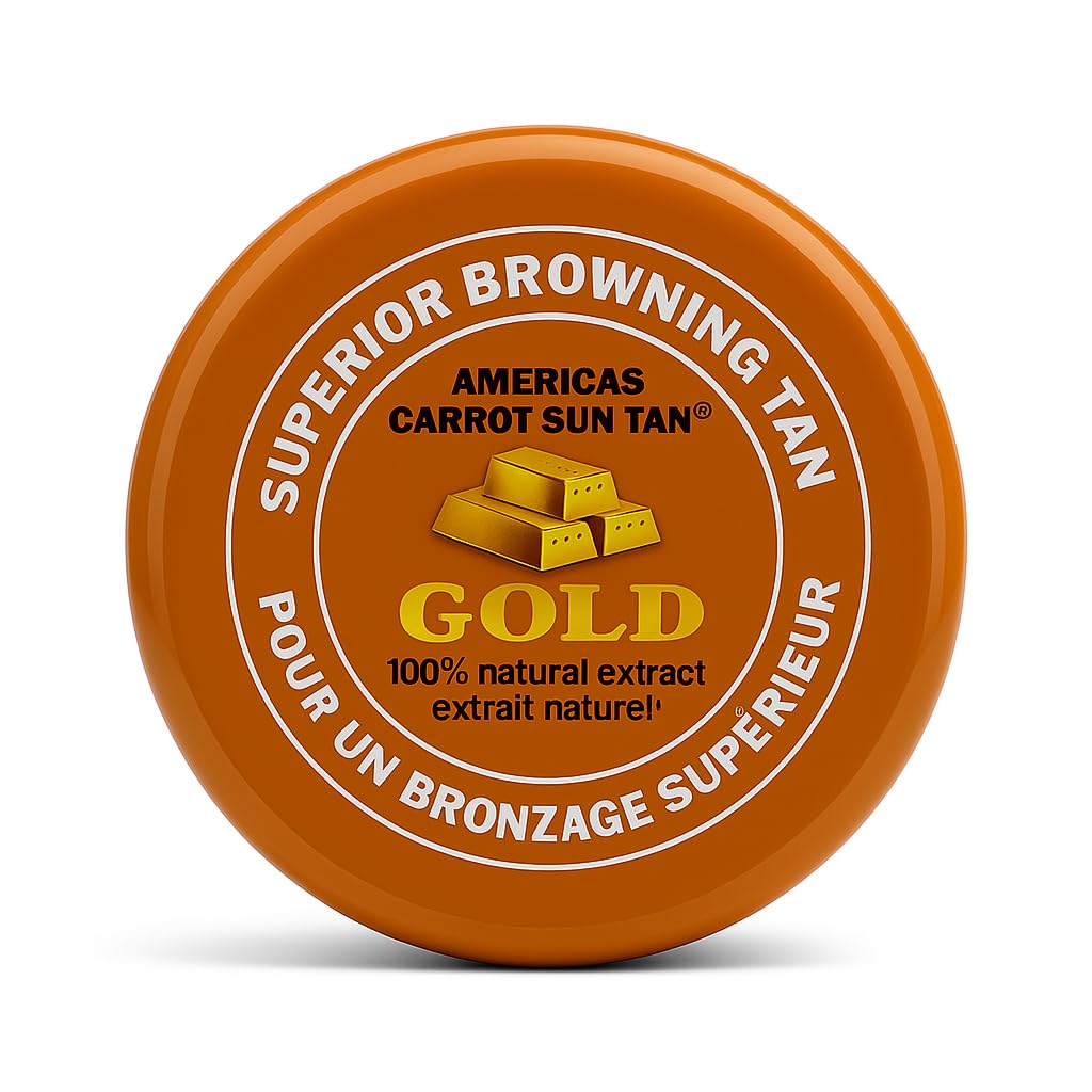 Americas Sun Tan Gold - Natural Tanning Cream - Fast Tanning Enhancer with Carrot & Henna for Beach & Sun Bed - Deep Golden Tan, Moisturizing Browning SPF 0