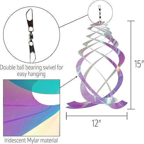 Miniatura 31 de In the Breeze Mylar Spinner Silver Sparkle Sparkle Sprite — 32 pulgadas de largo Sprite plateado brillante