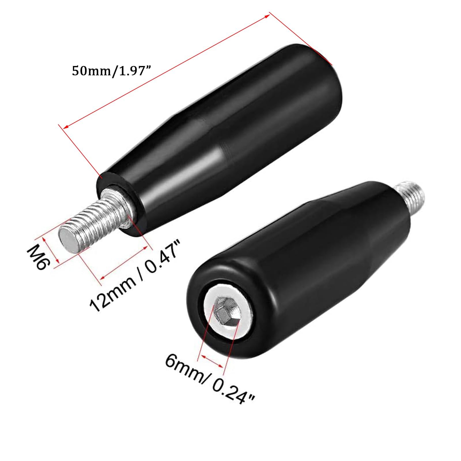 TOP-VIGOR M6 x 50 Revolving Handwheel Grip, M6 Male Threaded Screw Knob Crank Handle for Industry Lathe Milling Machine - Image 2