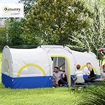 Tente de camping Outsunny pour 4 personnes avec 3 pièces, 3000 mm étanche, tente de cabine grande avec tapis de sol intégré, portable avec sac pour la pêche, la randonnée, les festivals et les rassemblements familiaux