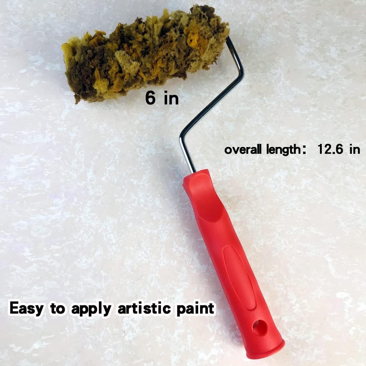 6" Natural Sea Sponge Roller for Wall Texturing & Texture Painting | Knockdown texture tool, produces organic wall textures, perfect for pearlescent art paint & glitter stone application