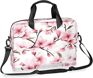 Mala de ombro para computador portátil de 15,7 polegadas, bolsa de transporte para computador portátil, bolsa de mensageiro rosa flor de cerejeira floral Sakura impermeável para negócios