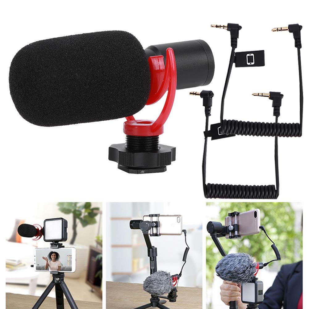 Kardioidalny mikrofon pojemnościowy Vomeko FM8, mikrofon do nagrywania wideo typu Plug Play 3,5 mm z tłumikiem przeciwwiatrowym do aparatu, telefonu, vlogowania, wywiadu