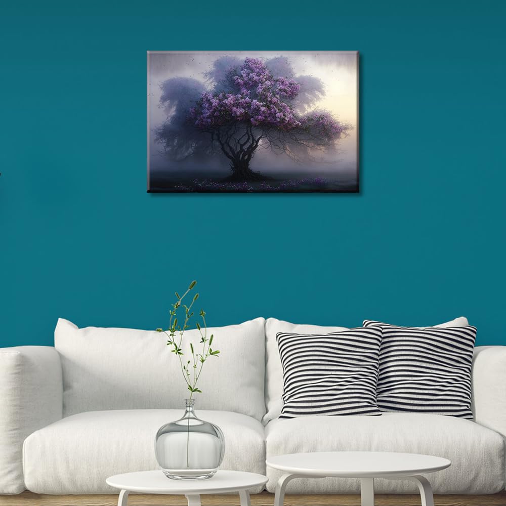 TISHIRON Tree Branch Pictures Tree Of Life Poster Wall Art Landscape Paintings Leaf Branch Artwork Canvas Prints Modern Home Decor for Living Room Framed Ready to Hang Posters 24x16in - Image 4