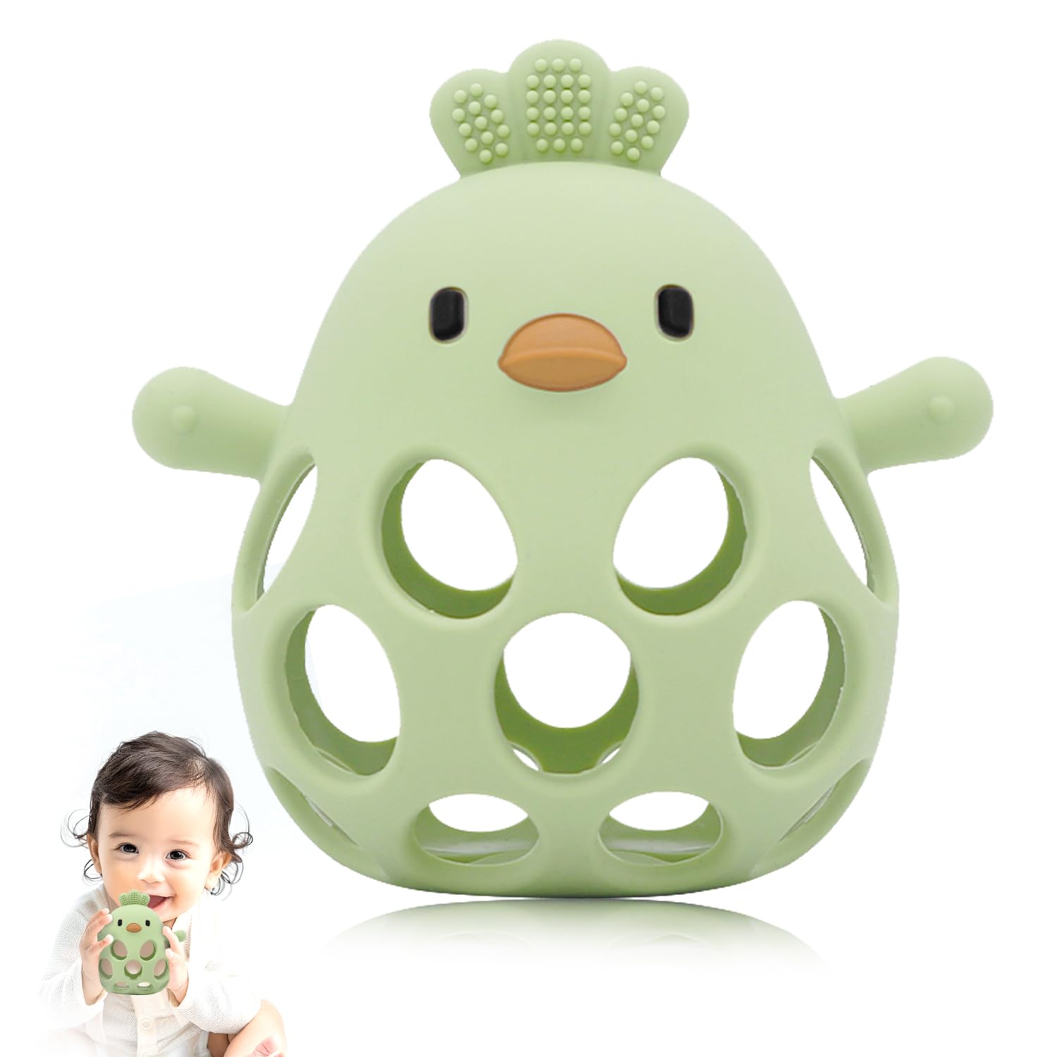 Teething Toys for Baby, New Infant Silicone Chicken Baby Teether Toy Sensory Toy from 0 Months Prevents Finger Sucking