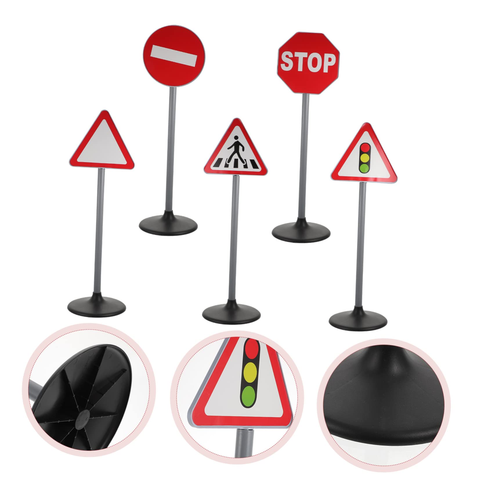 BESTonZON Jouets Éducatifs 5 Pièces de Signalisation Routière Rouge en Plastique Abs Décorations et Jeu Imaginatif Sécurisé pour Garçon et Filles pour Chambre D'garçon et Filles