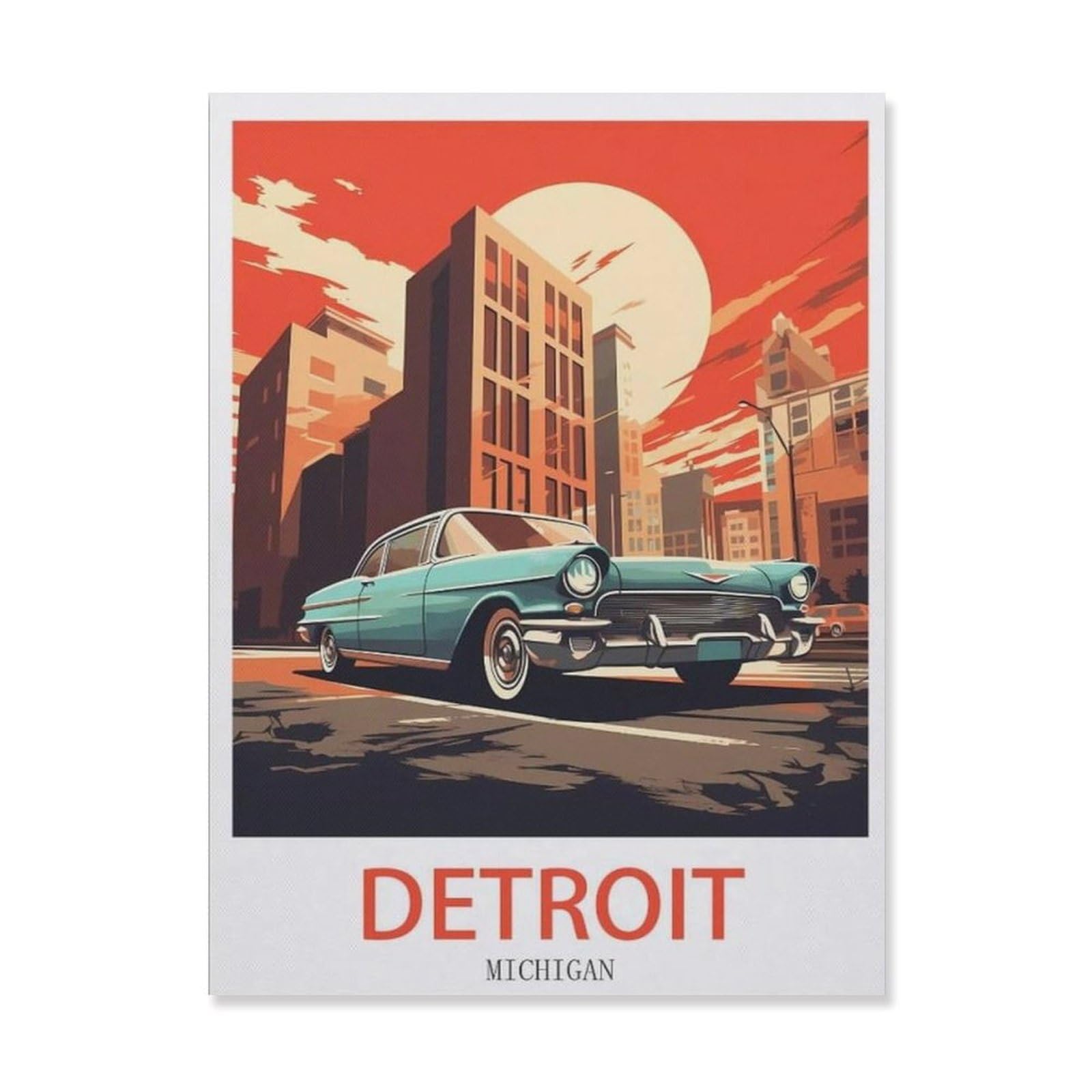 Detroit Michigan，Retro Metal Tin Sign/Plaque for Kitchen Lounge Garden Garage Pub Wall/Door(20x30cm）8x12 inch-EI53