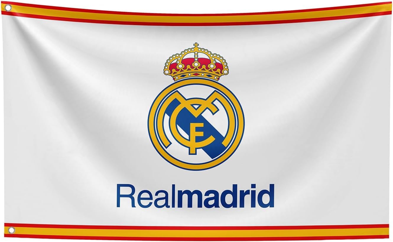 FOMSTOREG 3x5 Feet Real Madrid Soccer Flag - Indoor/Outdoor Banner with 2 Grommets - Ideal for Real Madrid Fans