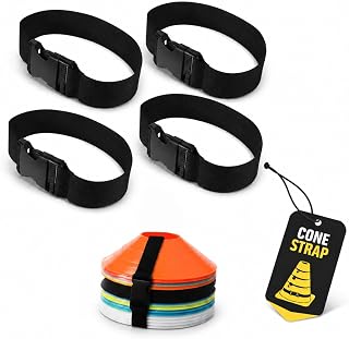 NOLITOY Soccer Cones Strap Organizer: 4PCS Adjustable Portable Sports Cone Strap for Football Training Agility Drills Basketball Practice Marker Disc Storage Belt Lightweight Nylon Carry Holder