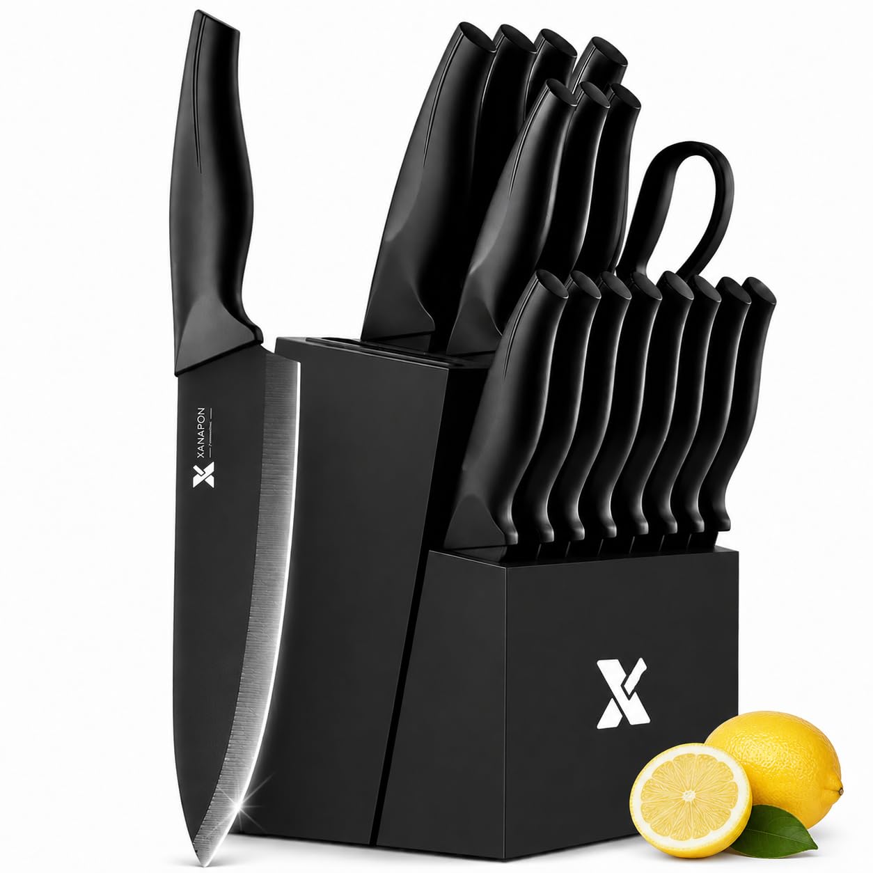 Amazon.com: XANAPON 19-Piece Black Kitchen Knife Set with Block