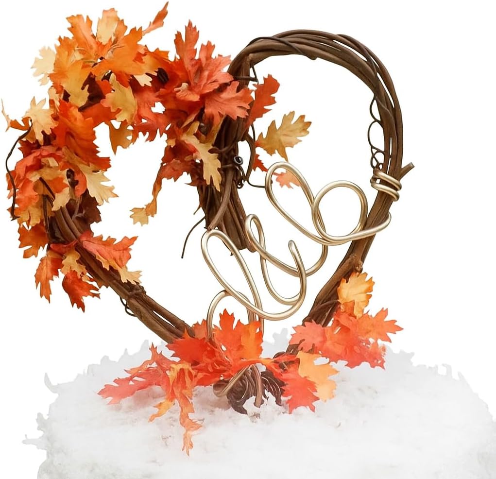 Personalized Couples' Cake Topper for Autumn Wedding Decor, Engagement Parties